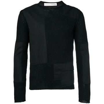 poplin-panelled sweater