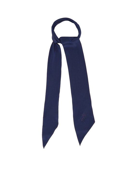 Logo-embroidered super-skinny silk scarf展示图