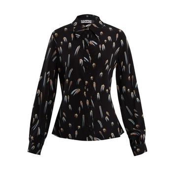 Shooting-star print point-collar silk blouse