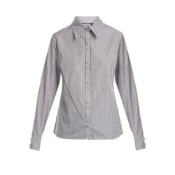 Classic point-collar striped cotton shirt