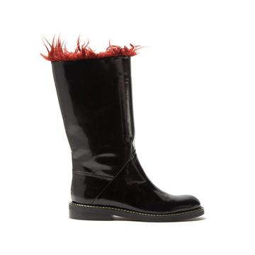 Faux-fur trimmed leather boots