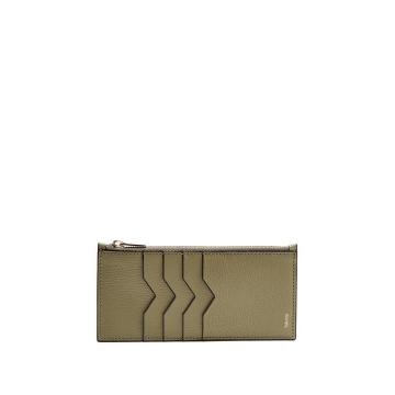 Grained-leather zip cardholder