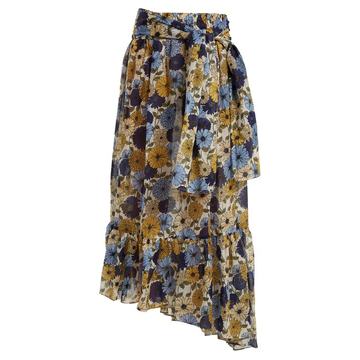 Nicole floral-print asymmetric-hem skirt