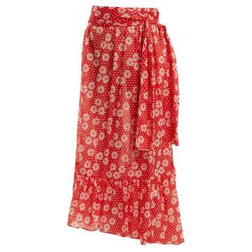 Nicole floral-print asymmetric-hem skirt