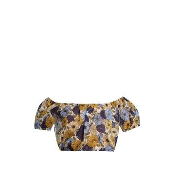 Leandra floral-print cotton cropped top