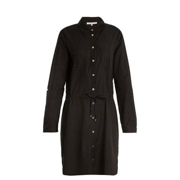 Core drawstring-waist woven shirtdress