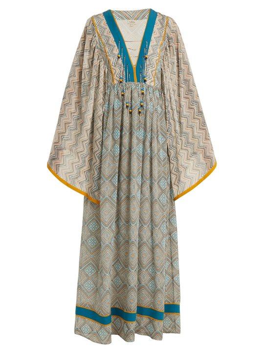 Maghreb-print silk maxi dress展示图