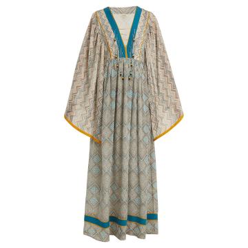 Maghreb-print silk maxi dress