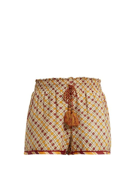 Tutsi graphic-print cotton and silk-blend shorts展示图