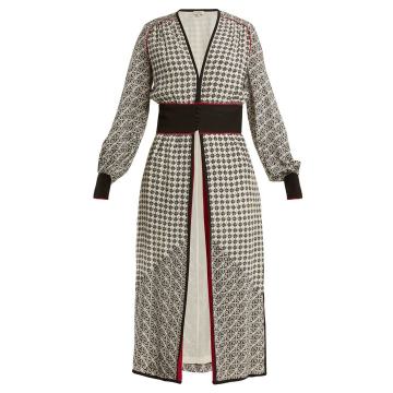 Scarf-print silk-crepe robe