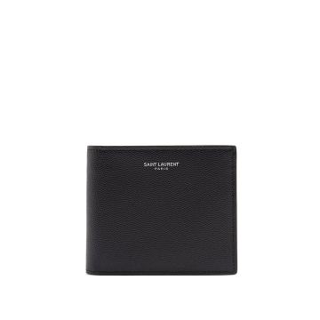 Bi-fold pebbled-leather wallet