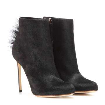 Calf hair ankle boots