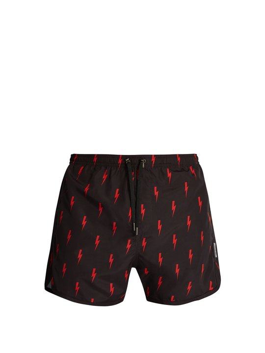 Lightning-bolt print swim shorts展示图