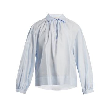 Gathered cotton-poplin shirt