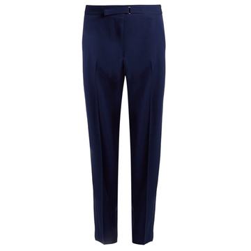 Buckle-detail wide-leg wool trousers