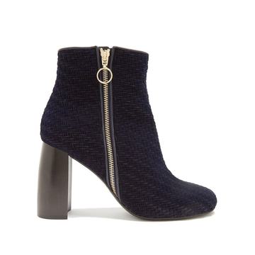 Block-heel velvet ankle boots