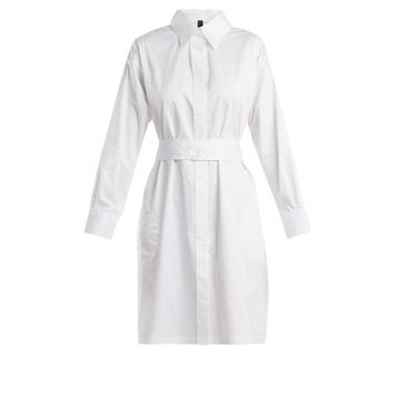 Belted cotton-poplin shirtdress