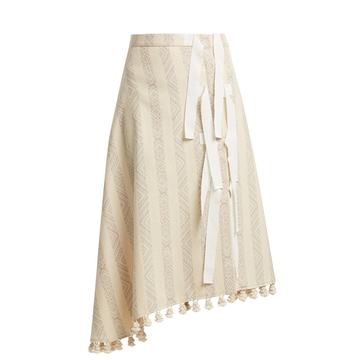 Basilica diamond-jacquard cotton-blend midi skirt