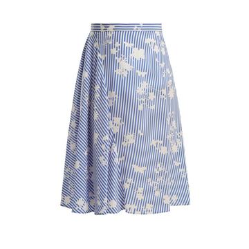 Sundew stripe-print fluted silk skirt