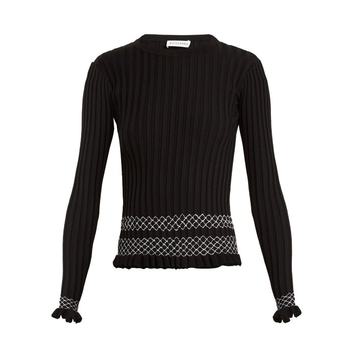 Malou ruffled-cuff ribbed-knit sweater