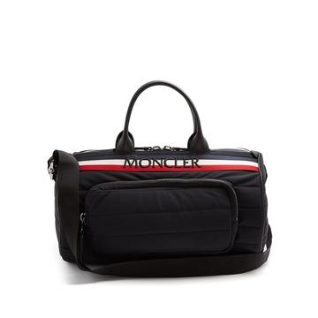 Striped logo-embroidered quilted-nylon holdall