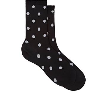 Polka Dot-Print Silk-Blend Mid-Calf Socks