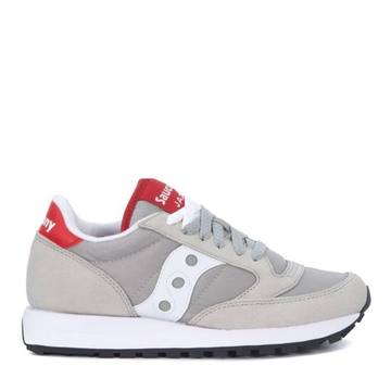 Saucony Jazz Grey, White And Red Leather And Nylon Sneakers