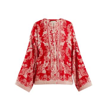 Floral-jacquard terry-towelling jacket