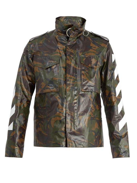 Laminated camouflage-print cotton-canvas jacket展示图