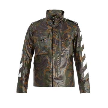 Laminated camouflage-print cotton-canvas jacket