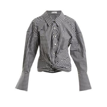 Kos twist-detail gingham cotton shirt