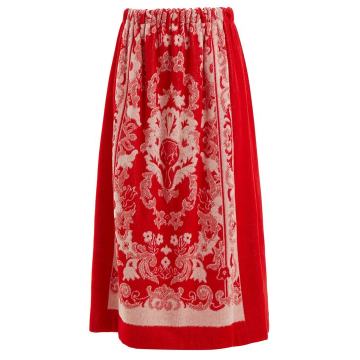 Floral-jacquard terry-towelling skirt
