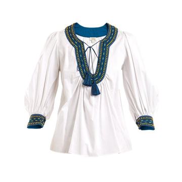 Bead-embellished cotton shirt