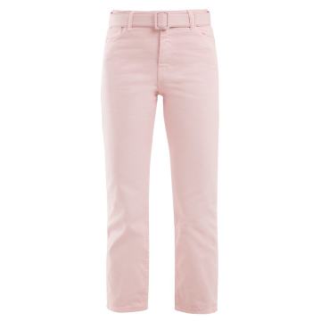 Belted straight-leg cropped jeans