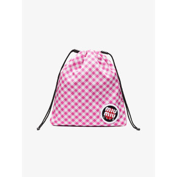 pink club patch gingham pouch