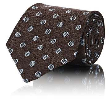 Floral-Pattern Silk Necktie