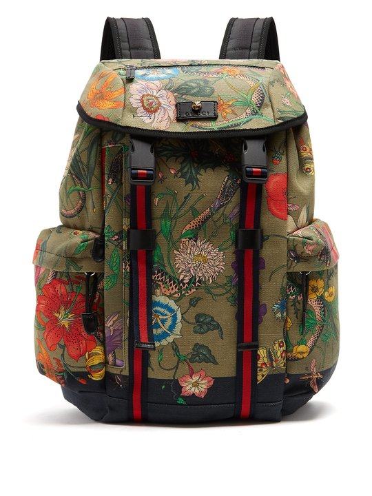 Floral Snake print backpack展示图