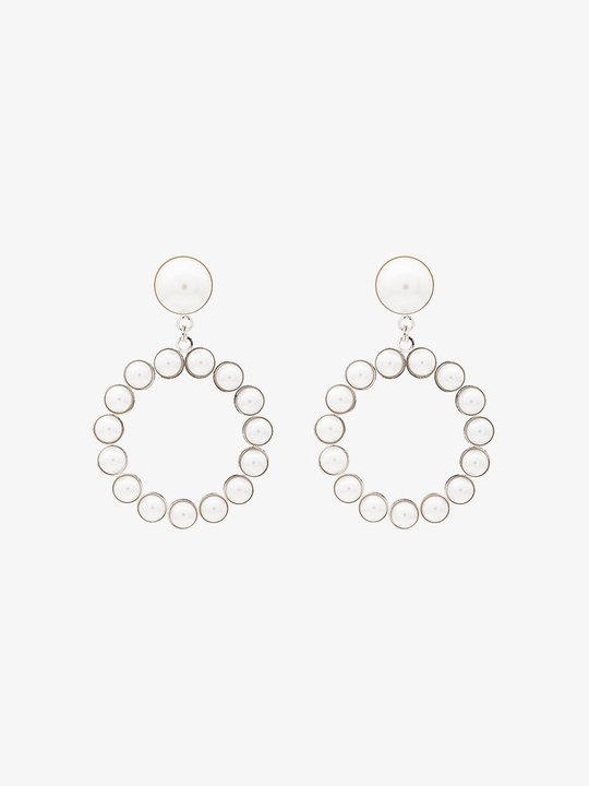 Faux pearl circle earrings with pearl clip展示图