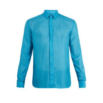 Point-collar silk shirt