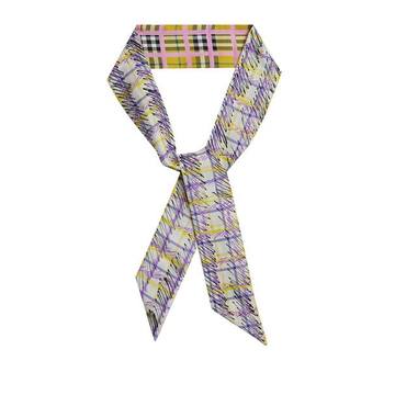 Scribble Check Slim Silk Scarf