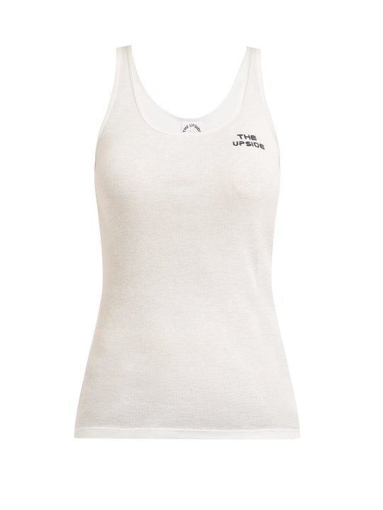 Focus logo-embroidered cotton tank top展示图