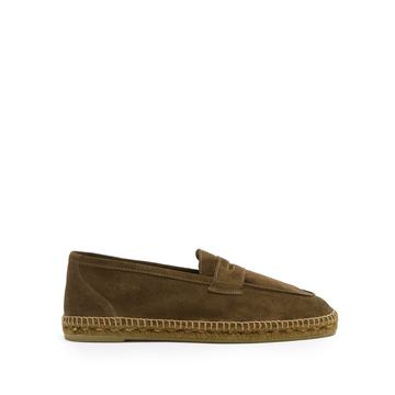 Espadrille-sole suede penny loafer