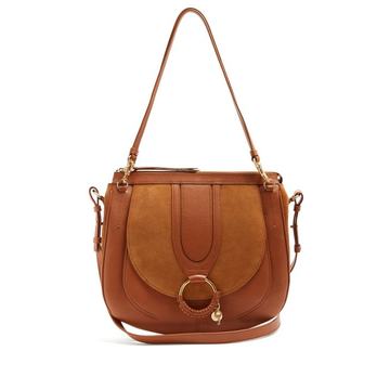 Hana suede and leather satchel cross-body bag