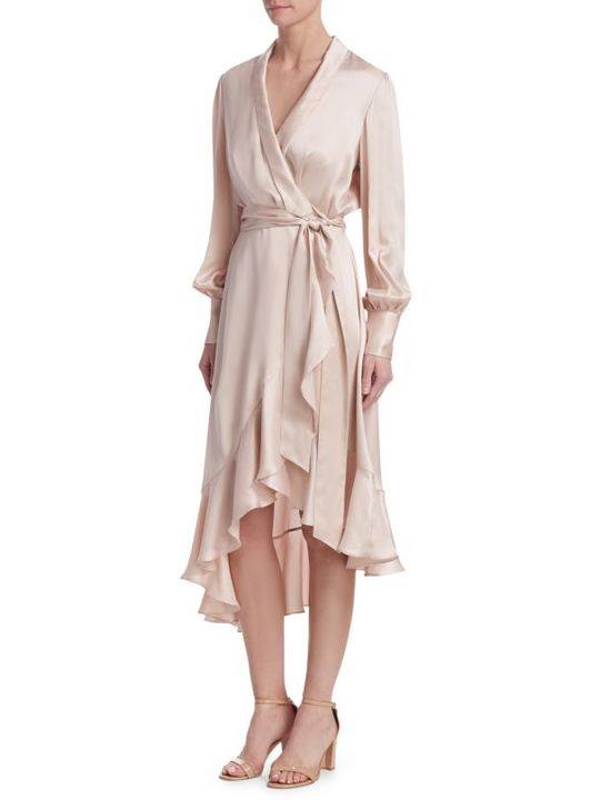 Ruffle-Hem Silk Wrap Dress展示图