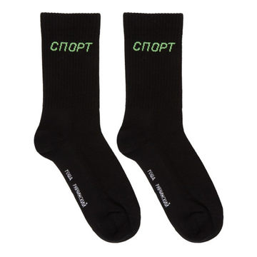 Black Sport Logo Socks