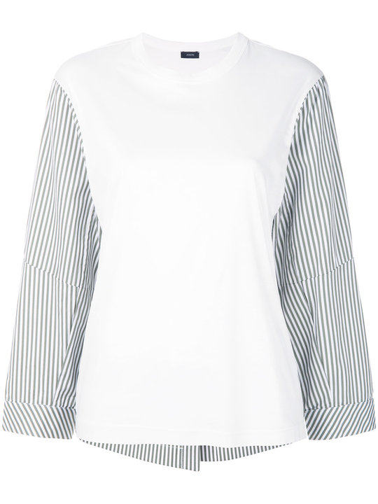 stripe detail long-sleeved T-shirt展示图