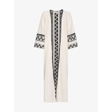 zig zag embroidered cotton kaftan jacket