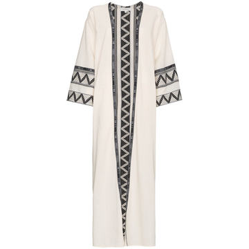 zig zag embroidered cotton kaftan jacket