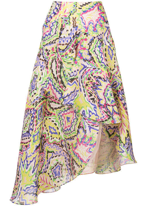 print draped midi skirt展示图