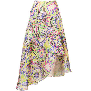 print draped midi skirt